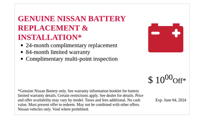 Genuine Nissan Battery Replacement & Installation